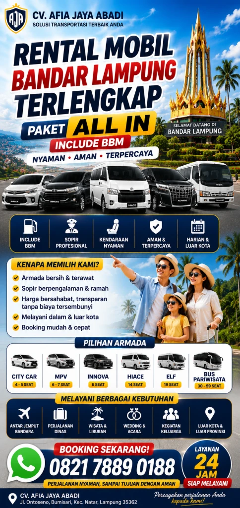 Potrati rental mobil lampung terlengkap baru wisata