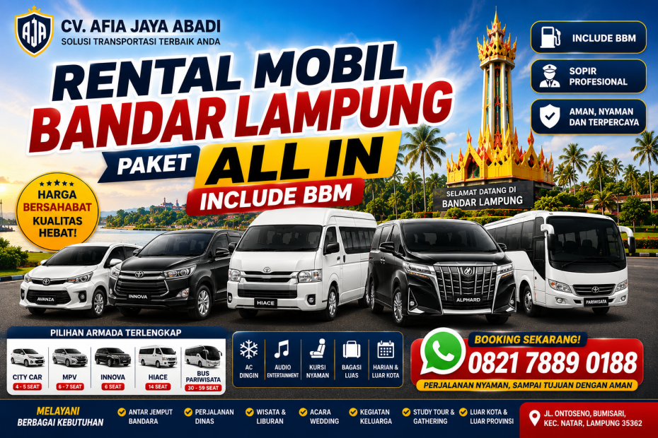 Rental Mobil Bandar Lampung pariwisata