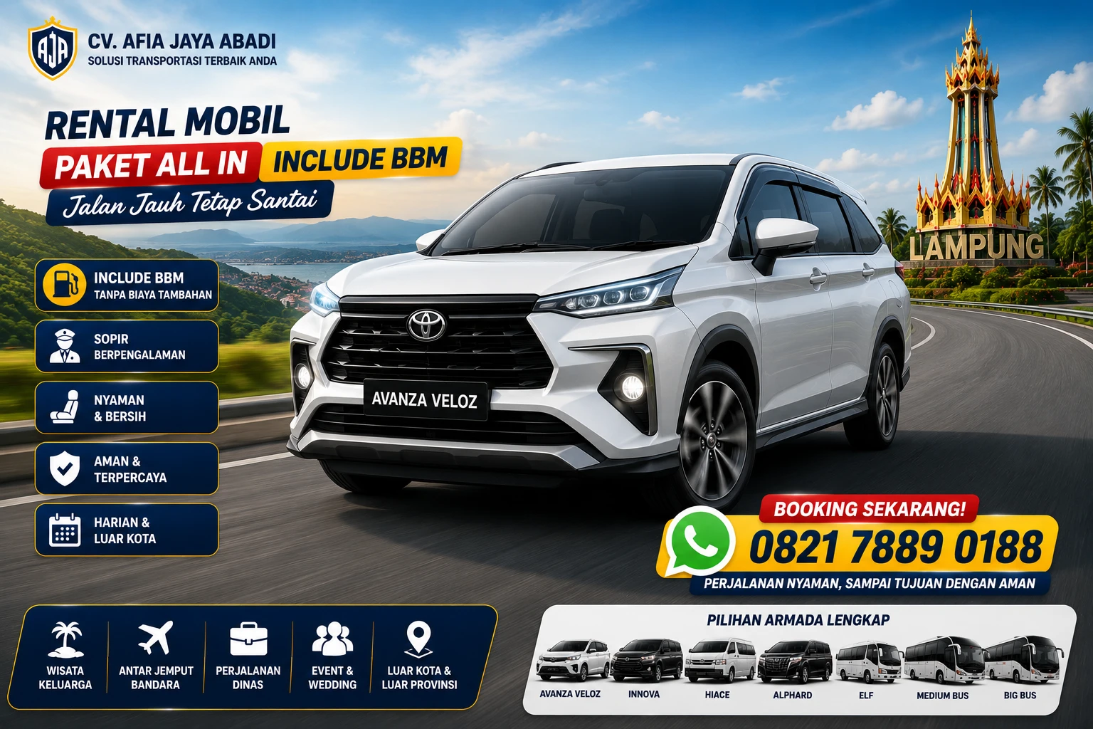 Rental Mobil Lampung Tengah Paket All In Include BBM, Perjalanan Makin Praktis dan Nyaman