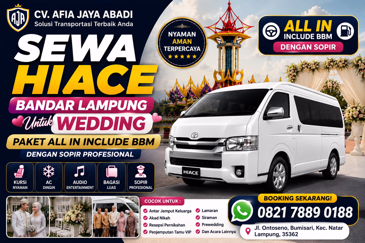 sewa hiace wedding lampung
